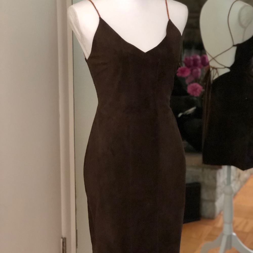 Hugo Buscati Brown Suede Tie Back Dress